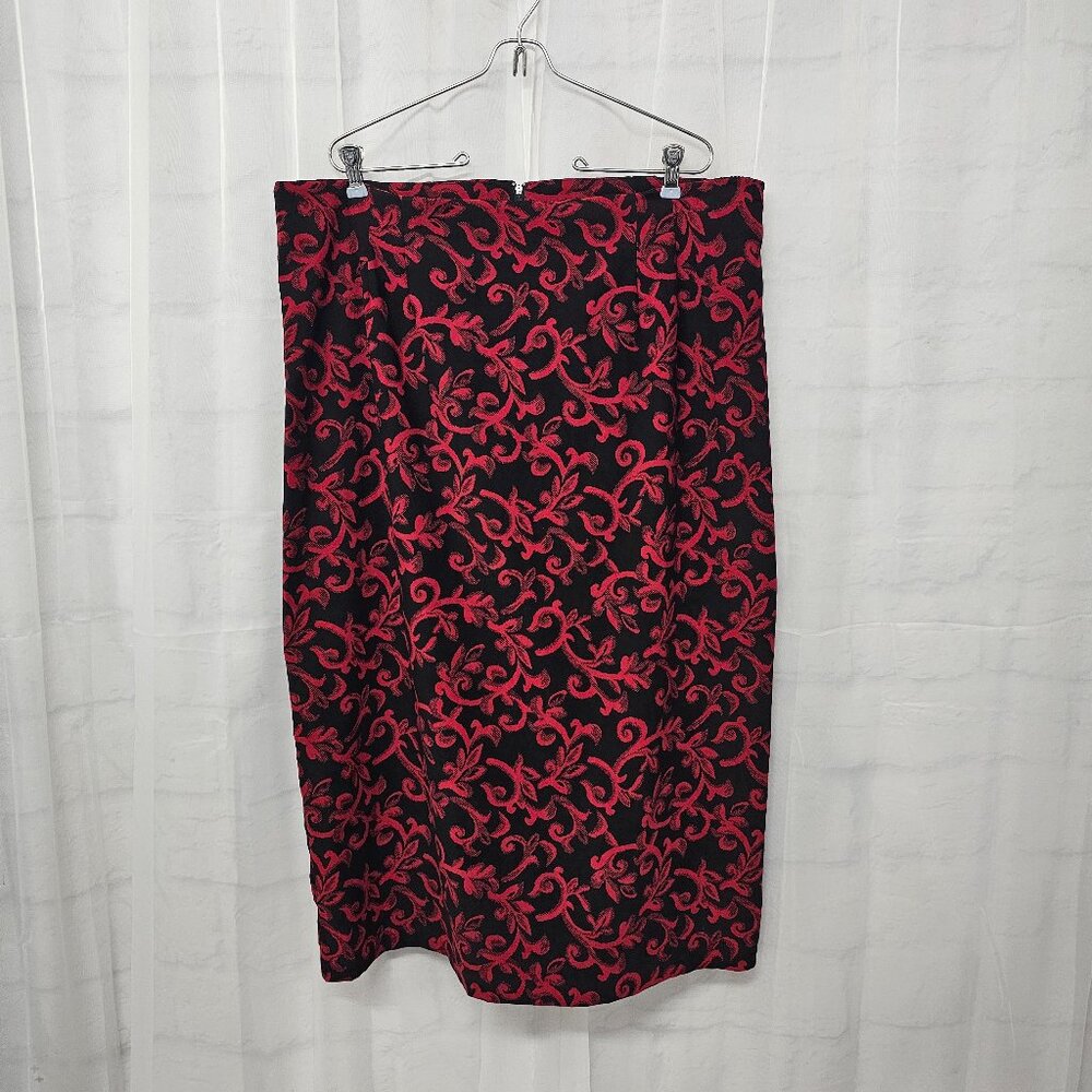 Vintage Briggs New York Skirt Midi Red Black Goth Grunge Academia Office 18W